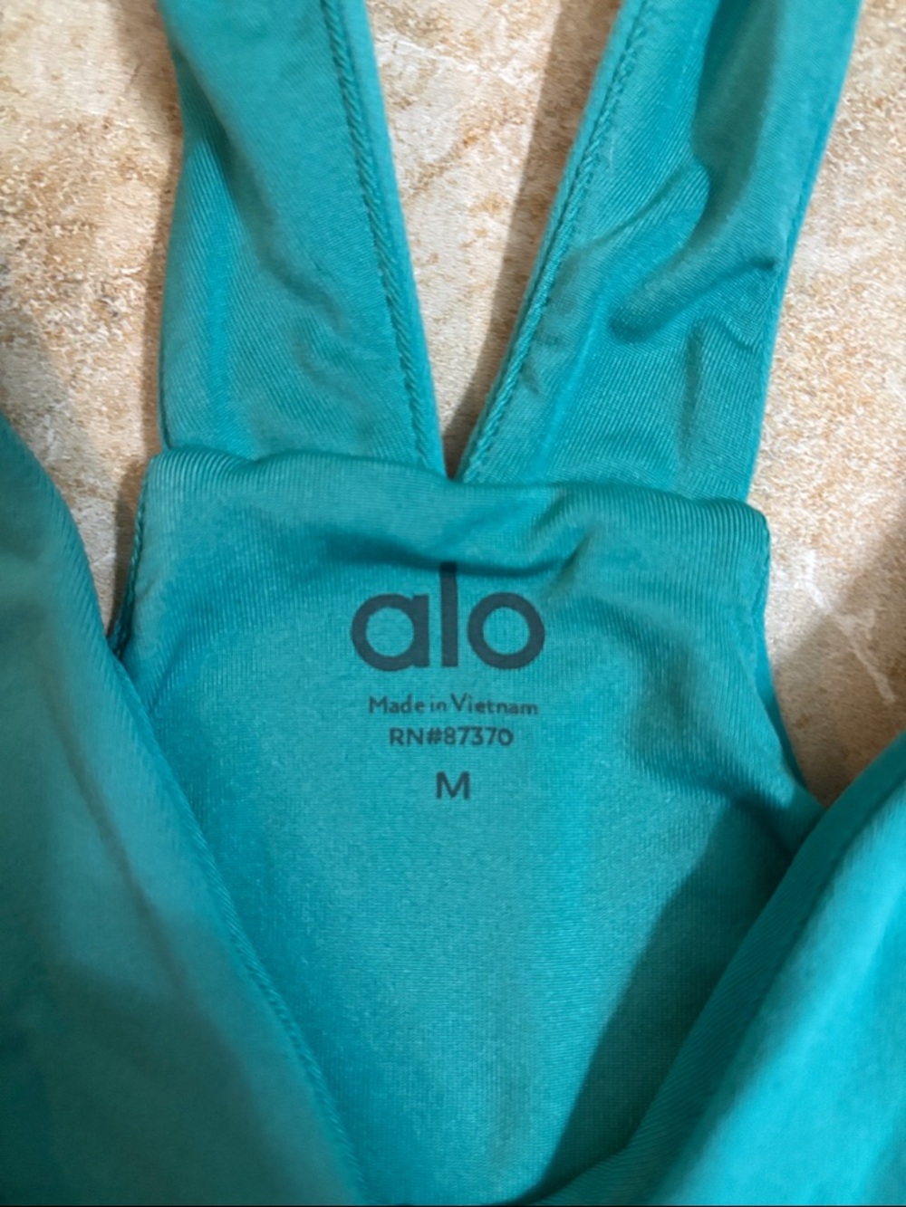 Alo Teal Sports Bra Crop Top with shelf bra - Picture 2 of 5